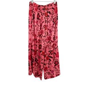 House of Harlow 1960 Pink Floral Satin High Waisted Wide Leg palazzo Pants sz. M